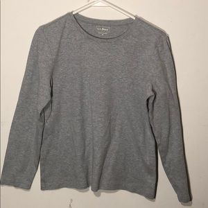 LL BEAN heather grey long sleeve top